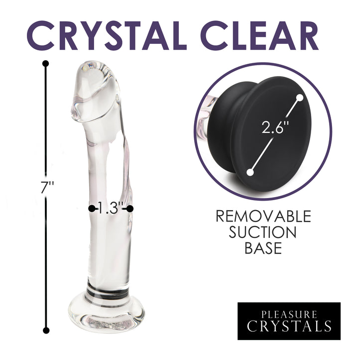 Pleasure Crystals 7" Glass Dildo w/ Silicone Base XR Brands Pleasure Crystals 7" Glass Dildo w/ Silicone Base XR Brands