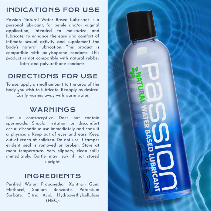 Passion Natural Water-Based Lubricant - 8 oz XR Brands Passion Natural Water-Based Lubricant - 8 oz XR Brands