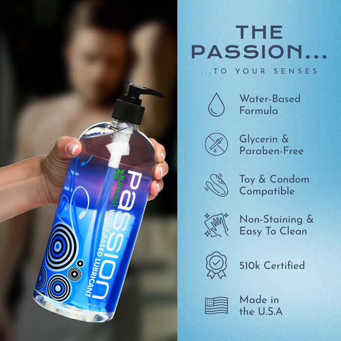 Passion Natural Water-Based Lubricant - 34 oz XR Brands Passion Natural Water-Based Lubricant - 34 oz XR Brands