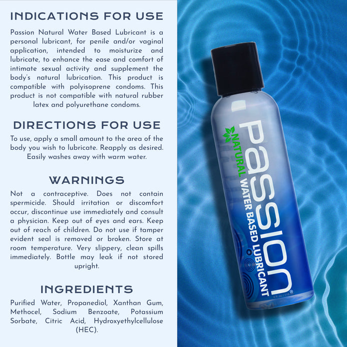 Passion Natural Water-Based Lubricant - 4 oz XR Brands Passion Natural Water-Based Lubricant - 4 oz XR Brands