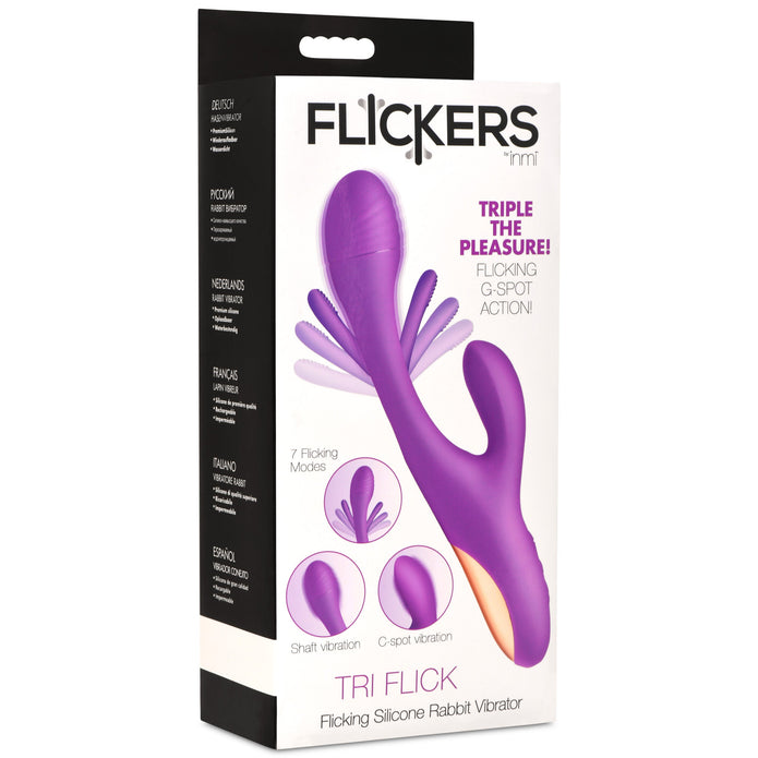Tri-Flick Flicking Silicone Rabbit Vibrator XR Brands Tri-Flick Flicking Silicone Rabbit Vibrator XR Brands