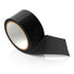 Close-up of a roll of black bondage tape partially unrolled, highlighting the smooth glossy finish and flexible self-adhering material.