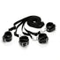 Deluxe bed restraint kit shown assembled with padded cuffs, adjustable nylon straps, metal clips, and attachment points for versatile restraint configurations
