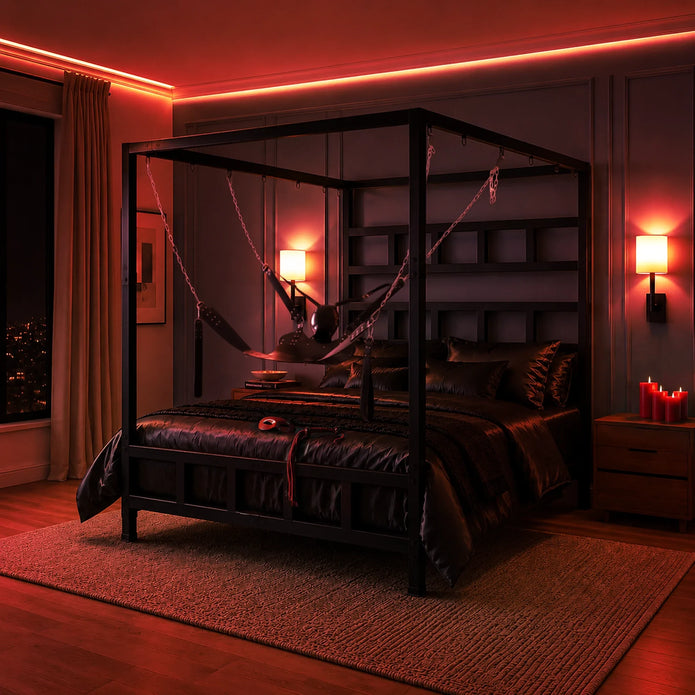 Master Series king size bondage bed with suspension canopy, buy online, view 2