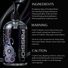 Passion Premium Silicone-Based Lubricant bottle displayed alongside ingredient information, warnings, storage instructions, and product safety details