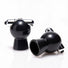 Pair of black vibrating nipple suckers with chrome bullet vibrators, shown from multiple angles to highlight the suction cups and compact design.