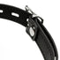 Close-up of the adjustable black faux leather strap and metal buckle closure designed for a secure and customizable fit