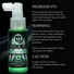 Suck It Deep Throat Desensitizing Oral Spray infographic showing mint flavor formula, ingredient list, warnings, and usage information on a 2 oz bottle