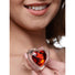 Red Heart Gem Glass Anal Plug - Medium