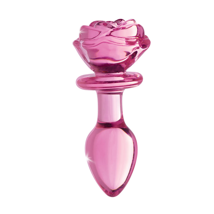 Pink Rose Glass Anal Plug - Medium XR Brands Pink Rose Glass Anal Plug - Medium XR Brands