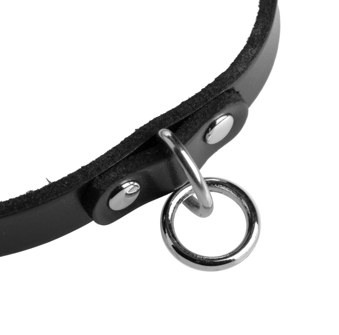 Unisex Leather Choker with O-Ring- ML