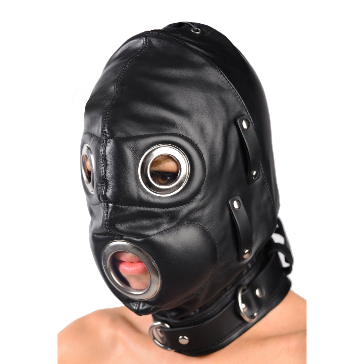 Total Lockdown Leather Hood - Small-Medium