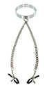 Chrome Slave Collar with Nipple Clamps - Small-Medium