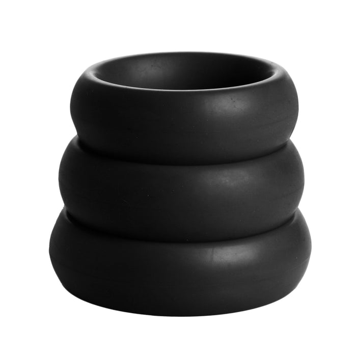 3 Piece Silicone Cock Ring Set - Black