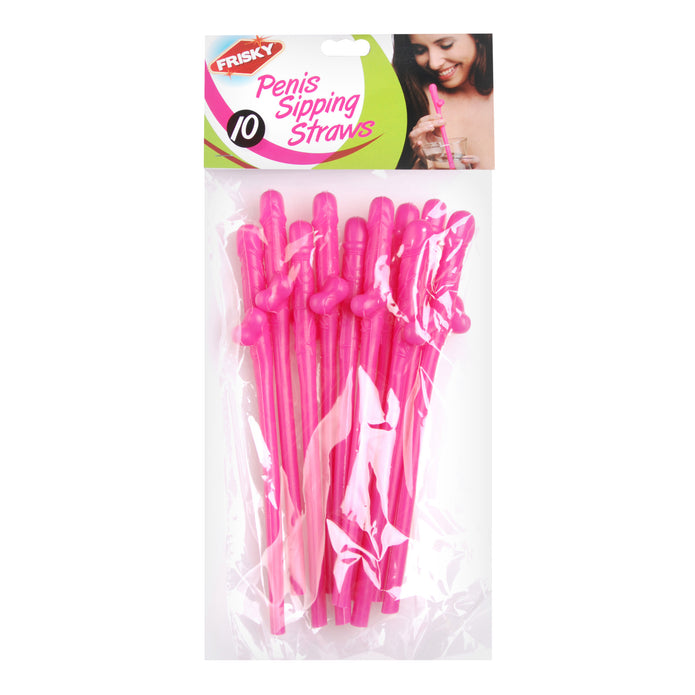 Penis Sipping Straws 10 Pack - Pink