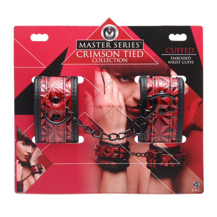 Crimson Tied Embossed Wrist Cuffs