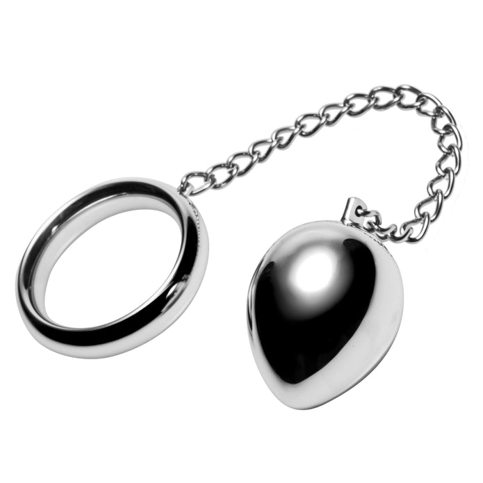 Stainless Steel Cock Ring and Anal Plug XR Brands Stainless Steel Cock Ring and Anal Plug XR Brands