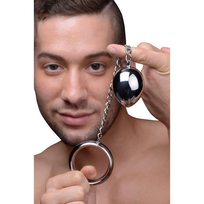 Stainless Steel Cock Ring and Anal Plug XR Brands Stainless Steel Cock Ring and Anal Plug XR Brands