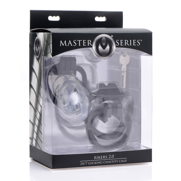 Master Series Custom Lockdown Locking Customizable Chastity Cage With Keys  - Clear