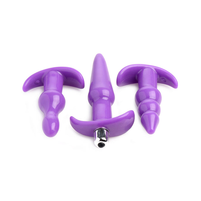4 Piece Vibrating Anal Plug Set- Purple