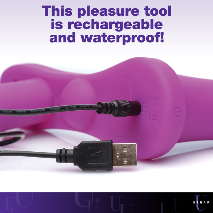 Double Take 10X Double Penetration Vibrating Strap-on Harness - Purple XR Brands Double Take 10X Double Penetration Vibrating Strap-on Harness - Purple XR Brands