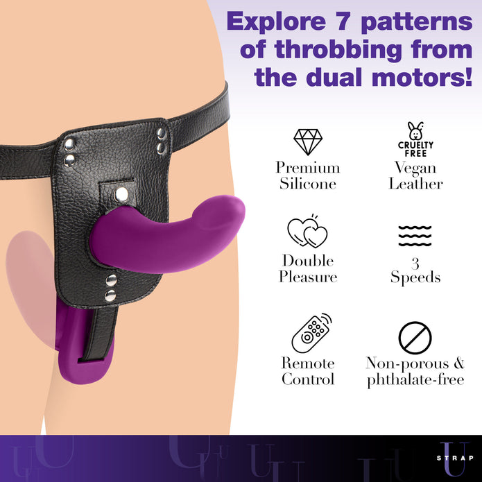 Double Take 10X Double Penetration Vibrating Strap-on Harness - Purple XR Brands Double Take 10X Double Penetration Vibrating Strap-on Harness - Purple XR Brands