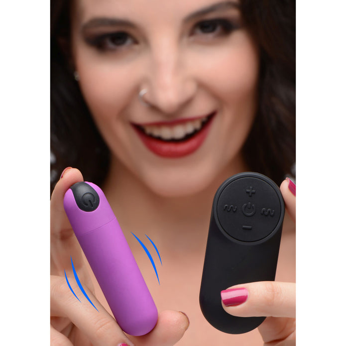 21X Vibrating Bullet with Remote Control - Purple XR Brands 21X Vibrating Bullet with Remote Control - Purple XR Brands