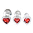 Red Heart Gem Glass Anal Plug Set