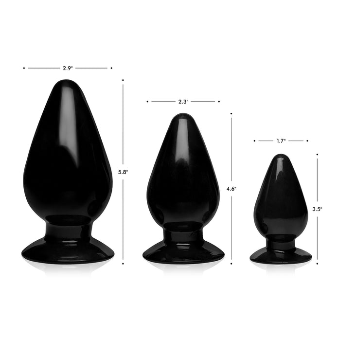 Triple Cones 3 Piece Anal Plug Set - Black XR Brands Triple Cones 3 Piece Anal Plug Set - Black XR Brands
