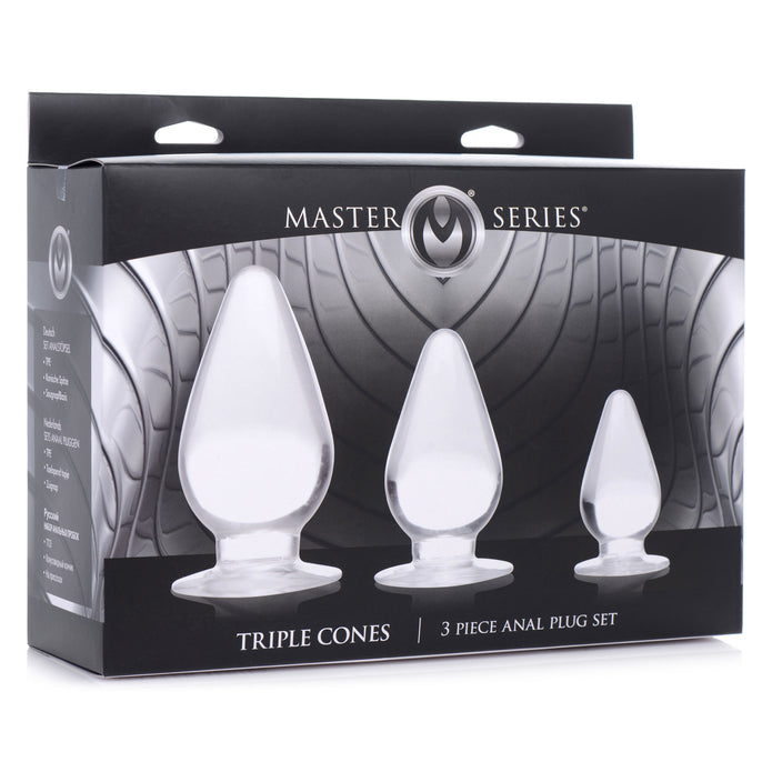 Triple Cones 3 Piece Anal Plug Set - Clear XR Brands Triple Cones 3 Piece Anal Plug Set - Clear XR Brands