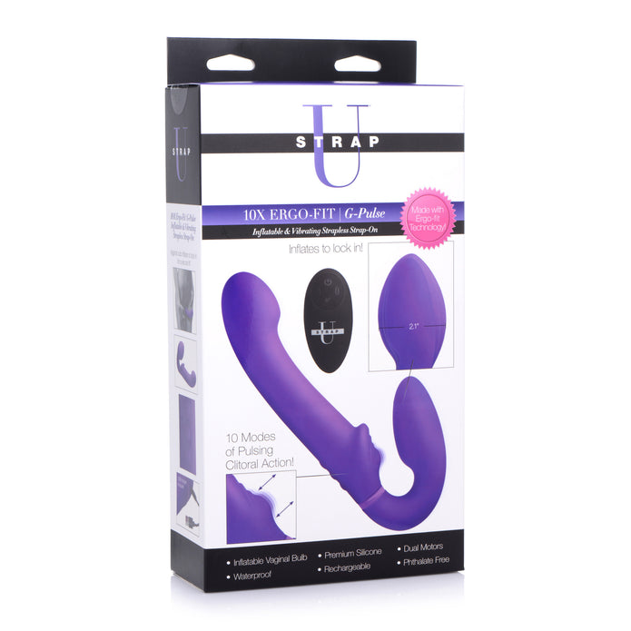 10X Ergo-Fit G-Pulse Inflatable & Vibrating Strapless Strap-On XR Brands 10X Ergo-Fit G-Pulse Inflatable & Vibrating Strapless Strap-On XR Brands