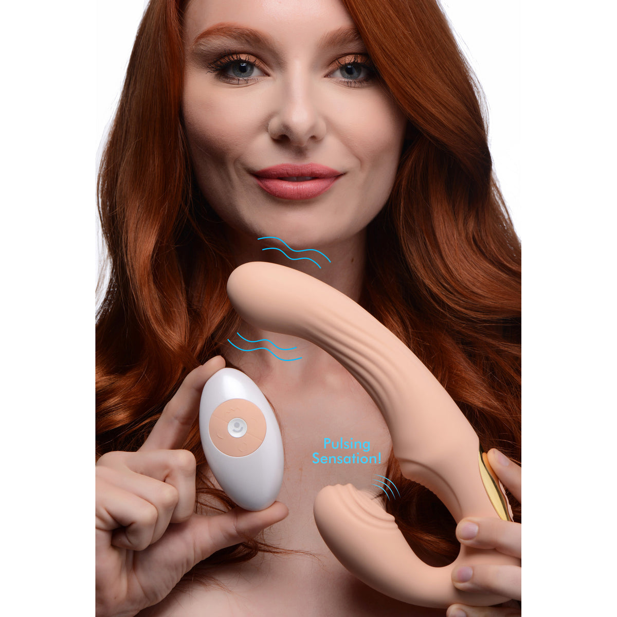 15X U-Pulse Pulse & Vibe Strapless Strap-on w- Remote - Blush