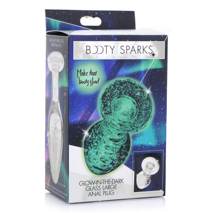 Glow-in-the-Dark Glass Anal Plug - Large XR Brands Glow-in-the-Dark Glass Anal Plug - Large XR Brands