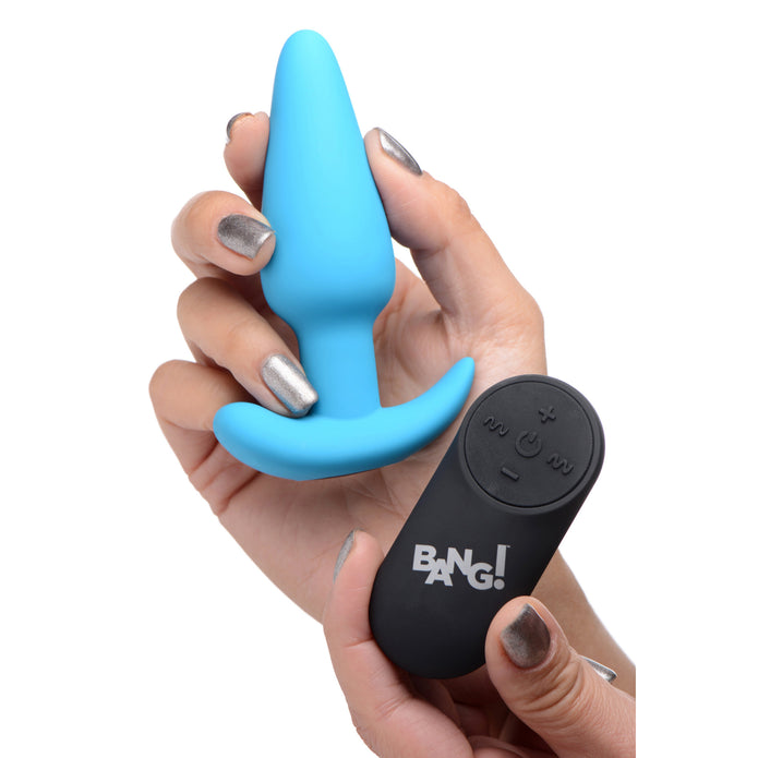 21X Remote Control Vibrating Silicone Butt Plug - Blue