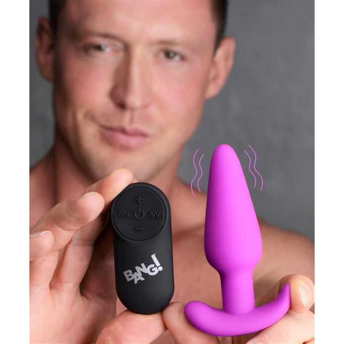 21X Remote Control Vibrating Silicone Butt Plug - Purple