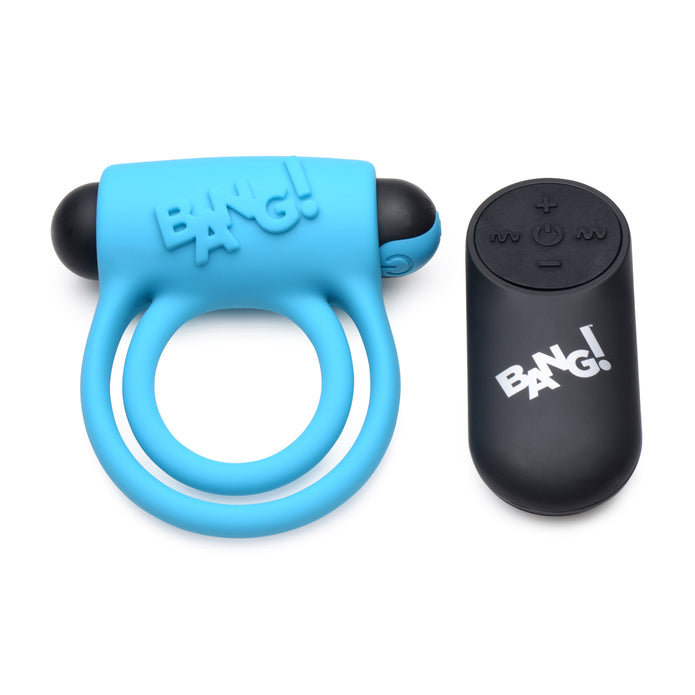 28X Remote Control Vibrating Cock Ring & Bullet - Blue