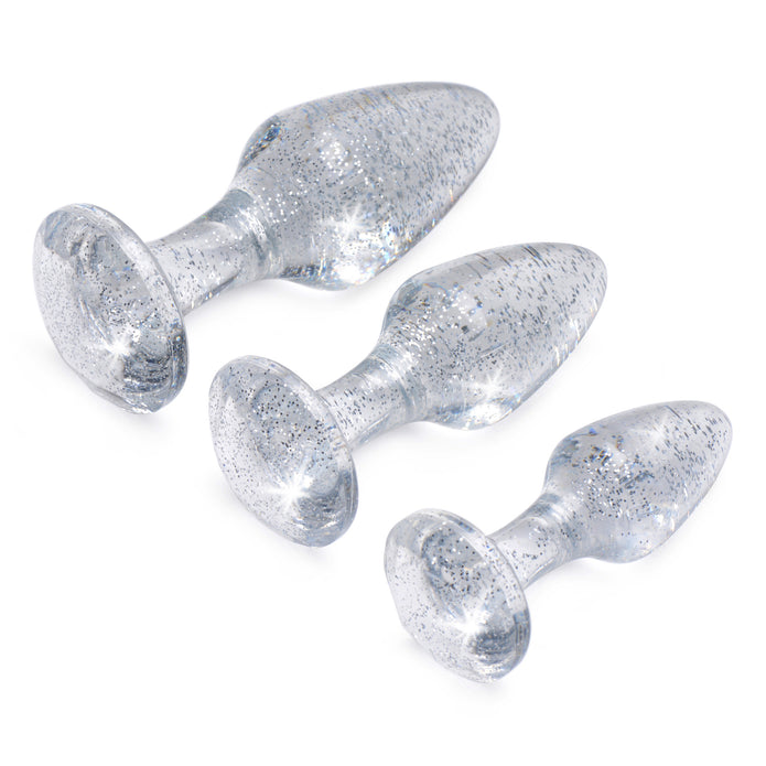 Glitter Gem Anal Plug Set - Silver