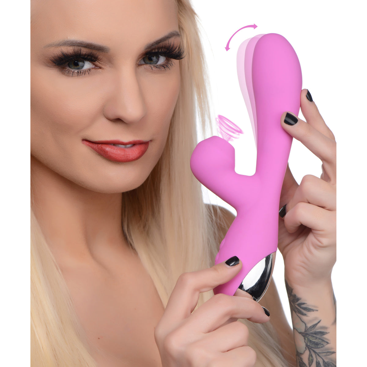 Shegasm 5 Star 7X Suction Come-Hither Silicone Rabbit - Pink