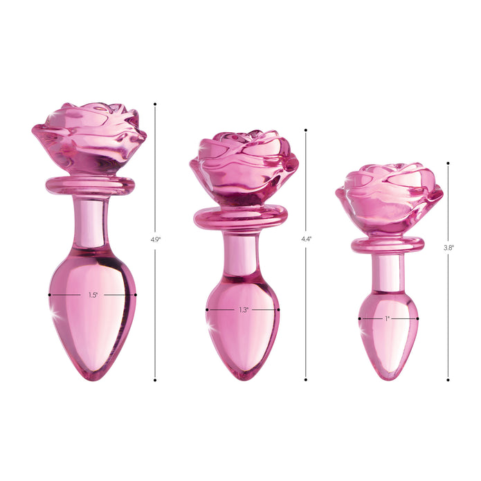 Pink Rose Glass Anal Plug - Medium XR Brands Pink Rose Glass Anal Plug - Medium XR Brands