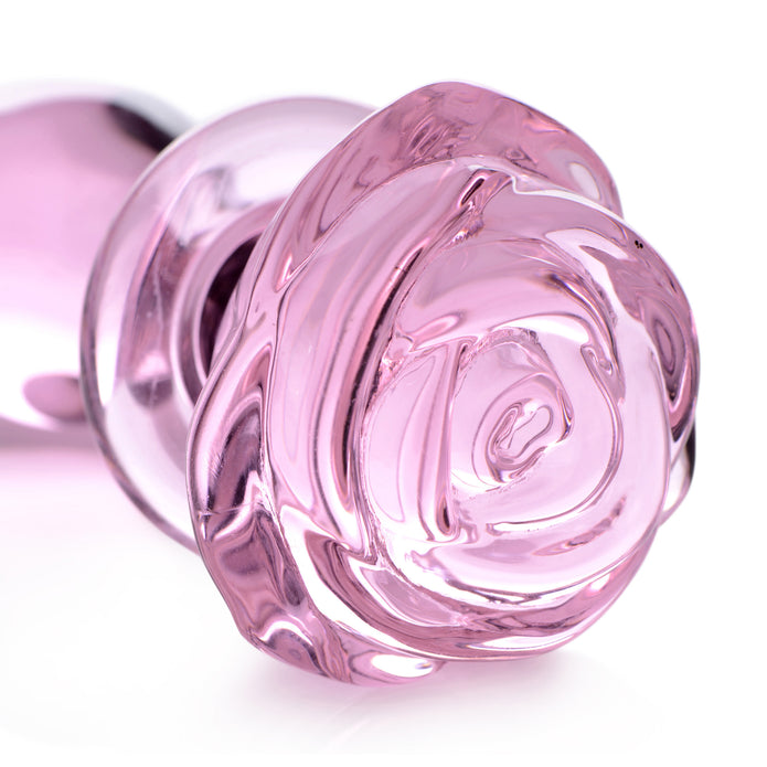 Pink Rose Glass Anal Plug - Medium XR Brands Pink Rose Glass Anal Plug - Medium XR Brands