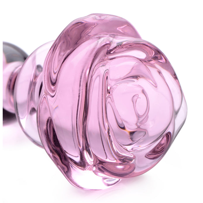 Pink Rose Glass Anal Plug - Small XR Brands Pink Rose Glass Anal Plug - Small XR Brands
