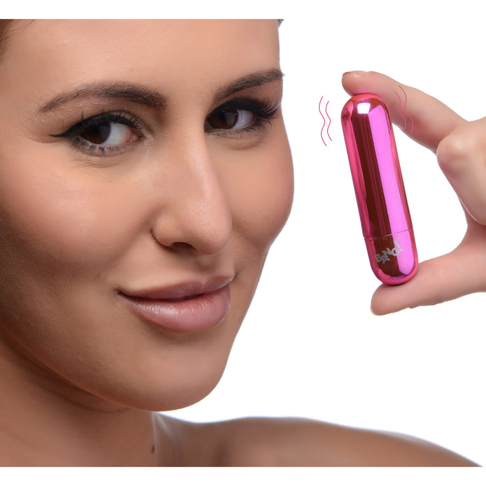 10X Rechargeable Vibrating Metallic Bullet - Pink XR Brands 10X Rechargeable Vibrating Metallic Bullet - Pink XR Brands