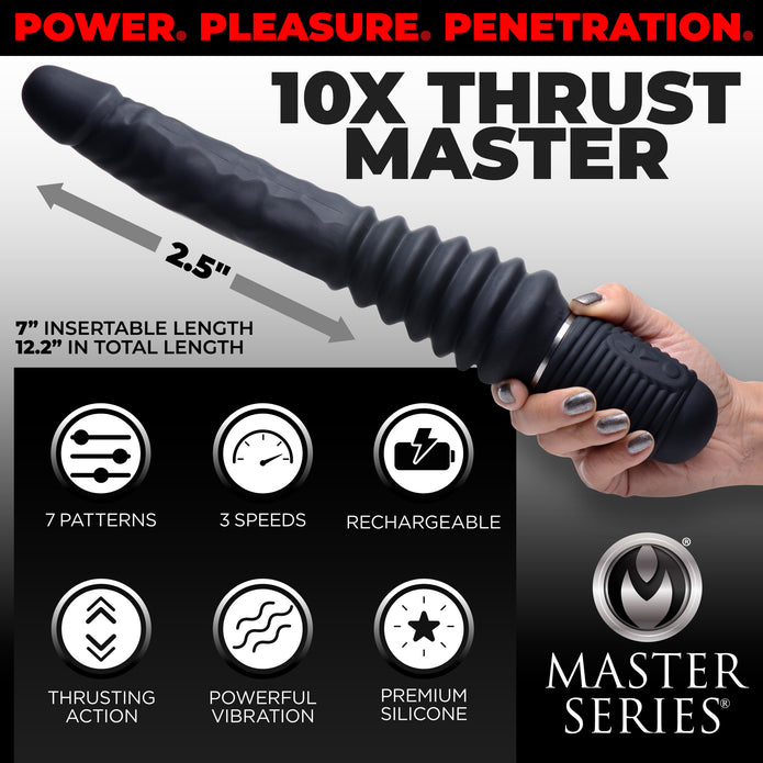 10X Thrust Master Vibrating and Thrusting Dildo with Handle XR Brands 10X Thrust Master Vibrating and Thrusting Dildo with Handle XR Brands