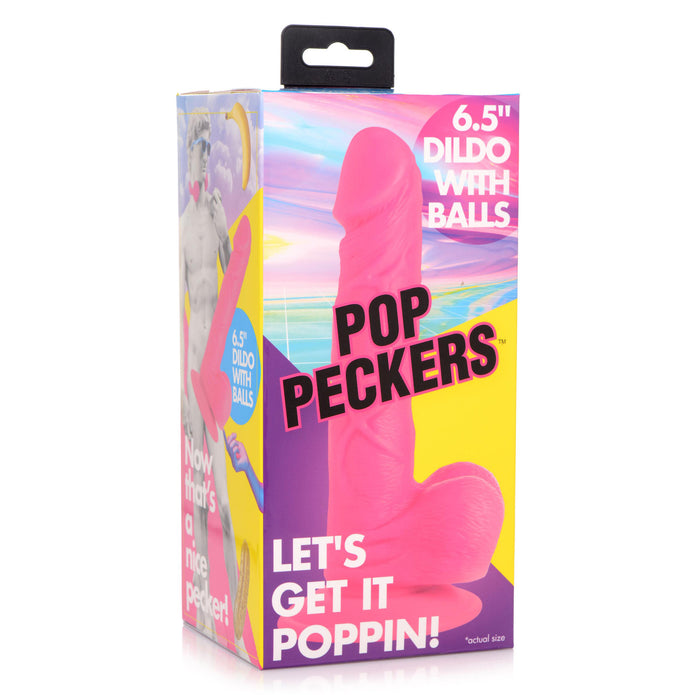 6.5" Dildo with Balls - Pink