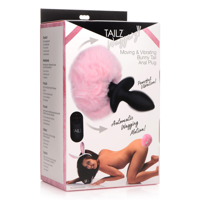 Waggerz Moving & Vibrating Bunny Tail Anal Plug XR Brands Waggerz Moving & Vibrating Bunny Tail Anal Plug XR Brands