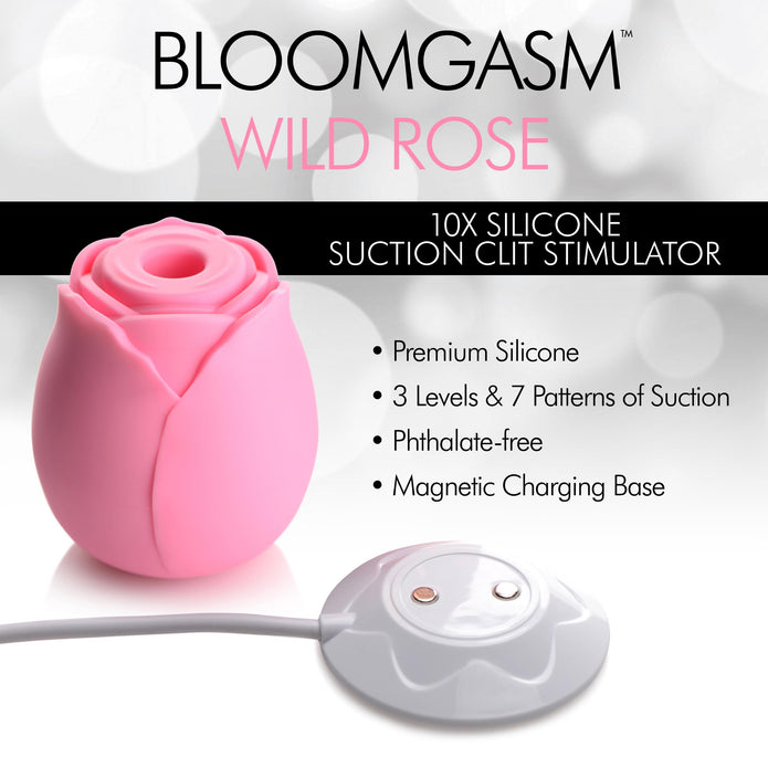 Bloomgasm Wild Rose 10X Suction Clit Stimulator - Pink XR Brands Bloomgasm Wild Rose 10X Suction Clit Stimulator - Pink XR Brands