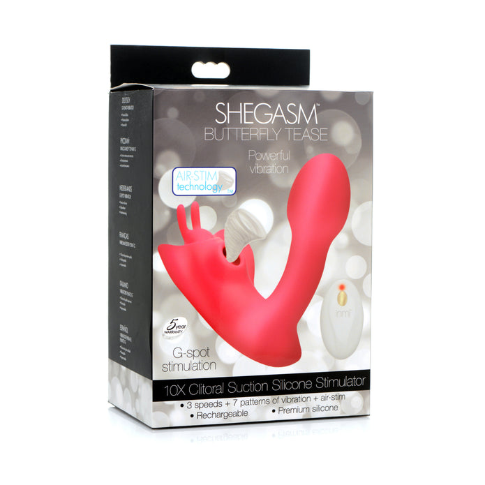 Butterfly Tease 10X Clitoral Suction Silicone Stimulator XR Brands Butterfly Tease 10X Clitoral Suction Silicone Stimulator XR Brands