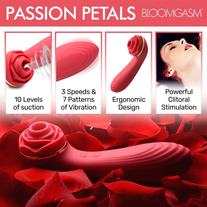 Passion Petals 10X Silicone Suction Rose Vibrator - Red XR Brands Passion Petals 10X Silicone Suction Rose Vibrator - Red XR Brands