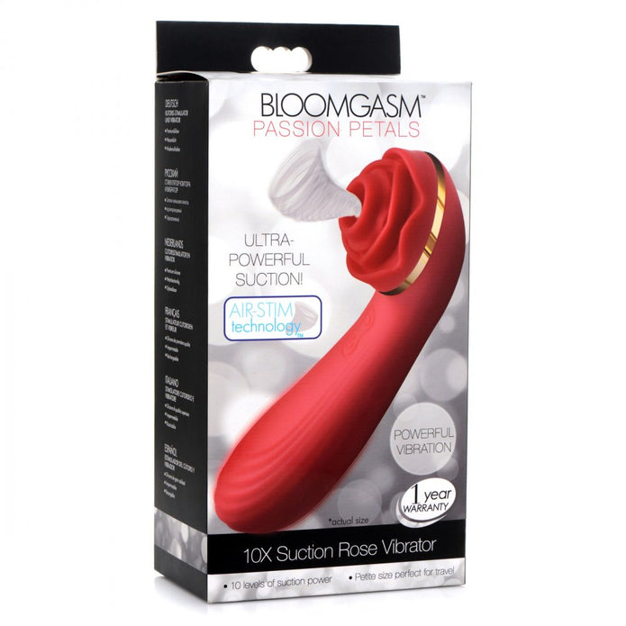 Passion Petals 10X Silicone Suction Rose Vibrator - Red XR Brands Passion Petals 10X Silicone Suction Rose Vibrator - Red XR Brands