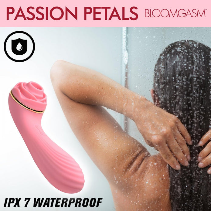 Passion Petals 10X Silicone Suction Rose Vibrator - Pink XR Brands Passion Petals 10X Silicone Suction Rose Vibrator - Pink XR Brands